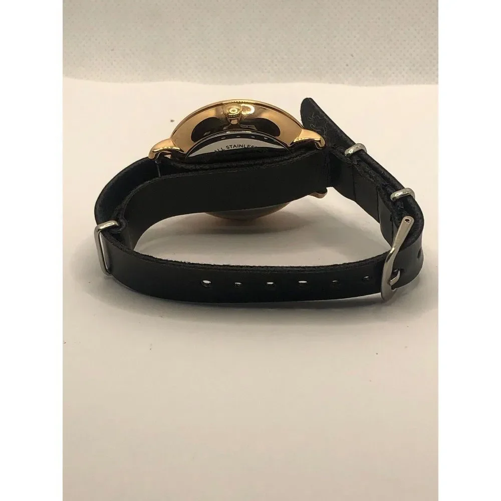 Fossil ES4473 Women's Black Leather Analog Pink Dial Quartz Genuine Watch OP63